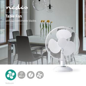Preview: Ventilateur de table blanc puissant – ventilateur avec oscillation et 3 vitesses – ventilateur 45W, idéal pour bureau et home office