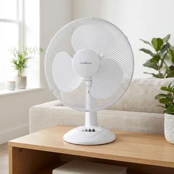 Ventilateur de table blanc puissant – ventilateur avec oscillation et 3 vitesses – ventilateur 45W, idéal pour bureau et home office