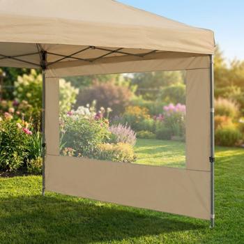 Preview: Robust 2-piece sidewall set for CH12267 pavilion 3x3 m, 210D Oxford fabric, side panels with window & privacy, mounting set