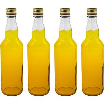 Preview: Set of 4 glass bottles 500 ml with screw cap – transparent glass juice bottles for filling & storing, reusable
