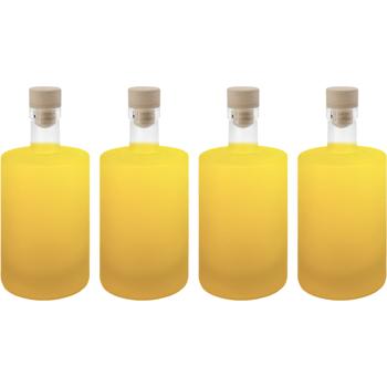 Preview: Set of 4 glass bottles 500 ml with cork closure – Matte glass liqueur bottles for filling & storage, reusable