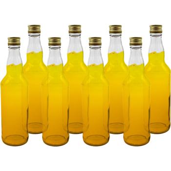 Set of 8 glass bottles 500 ml with screw cap – transparent glass juice bottles for filling & storage, reusable