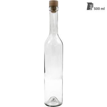 Preview: Set of 8 glass bottles 500 ml with cork closure – transparent glass liqueur bottles for filling & storage, reusable