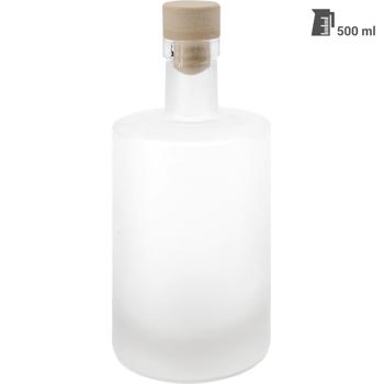 Preview: Set of 8 glass bottles 500 ml with cork closure – matte glass liqueur bottles for filling & storing, reusable
