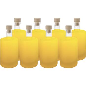 Preview: Set of 8 glass bottles 500 ml with cork closure – matte glass liqueur bottles for filling & storing, reusable
