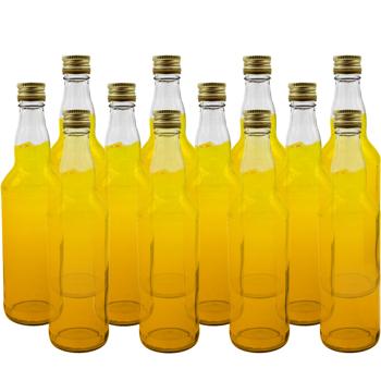 Set of 12 glass bottles 500 ml with screw cap – clear glass juice bottles for filling & storing, reusable
