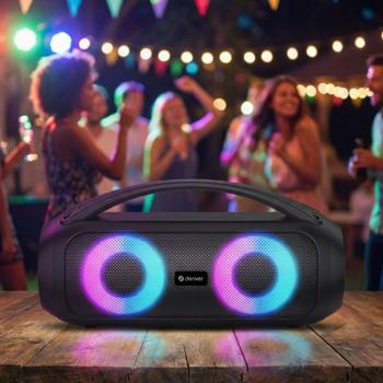 Bluetooth party speaker with 2x200 W max power – IPX4 splash protection – RGB LED light – 3 EQ modes – USB/microSD/AUX – powerful battery speaker