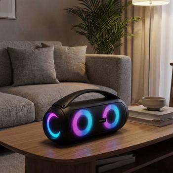 Preview: Bluetooth party speaker with 2x200 W max power – IPX4 splash protection – RGB LED light – 3 EQ modes – USB/microSD/AUX – powerful battery speaker