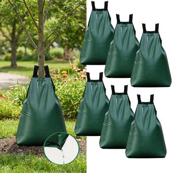 Set of 6 tree watering bags 75 L water bag for trees – UV‑ & weather‑resistant PE water bag with zipper & 2 eyelets – 9 h drip irrigation