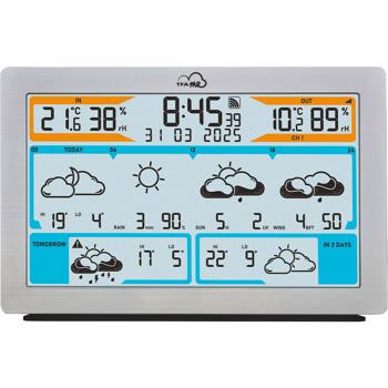 Preview: Station météo radio WLAN précise avec prévisions Wetter.com, thermomètre numérique, hygromètre, alertes – stable et précise, aspect métal