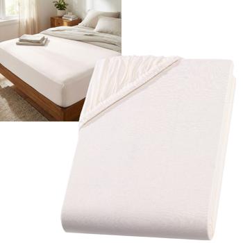 Lenzuolo coprimaterasso premium per letto boxspring e letto ad acqua - colore naturale, 140-160x220 cm - 190 g/m2 cotone/elastan - bordo alto 40 cm - Oeko-Tex - non richiede stiratura & morbido