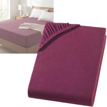 Premium fitted sheet for box spring bed & water bed - bordeaux, 140-160x220 cm - 190 g/m2 cotton/elastane - 40 cm pocket height - Oeko-Tex - non-iron & soft