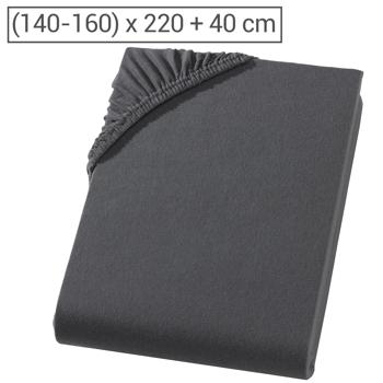 Preview: Lenzuolo con angoli premium per letto boxspring e letto ad acqua - antracite, 140-160x220 cm - 190 g/m2 cotone/elastan - bordo 40 cm - Oeko-Tex - non stiro & morbido