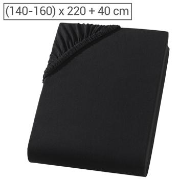 Preview: Premium fitted sheet for box-spring bed & waterbed - Black, 140-160x220 cm - 190 g/m2 cotton/elastane - 40 cm skirt height - Oeko-Tex - Non-iron & soft