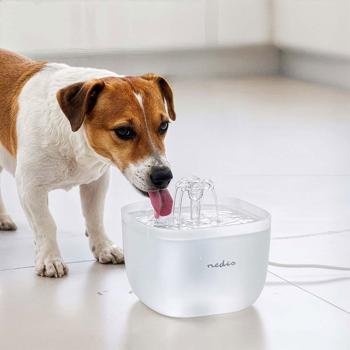 Preview: Drinking fountain for dogs & cats, 2L, ultra-quiet pump, 4-way filter, LED light, BPA-free, automatic water dispenser with 360-degree waterfall design, cat fountain