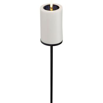 Preview: Candela solare LED con picchetto, luce gialla a effetto fiamma: decorazione da giardino per esterno, illuminazione elegante per fuori – lampada solare d’atmosfera