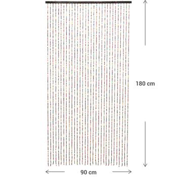 Preview: Rideau de porte 90x180 cm avec 31 bandes de perles de bambou colorées – cloison décorative pour une ambiance de vie chaleureuse – véritable accroche‑regard pour chaque passage