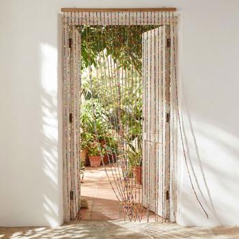 Preview: Lot de 2 rideaux de porte 90x180 cm avec 31 rangées de perles en bambou colorées – séparateur décoratif pour une ambiance de vie chaleureuse – véritable accroche‑regard pour chaque passage