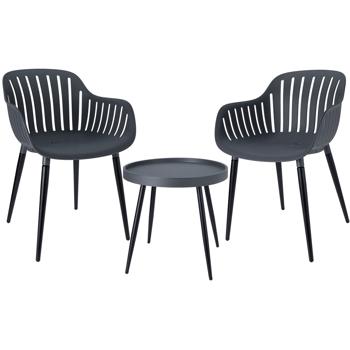 Preview: Modern seating group with balcony table, 3 pcs, anthracite, bistro set for balcony, garden, terrace – weatherproof & cosy – garden furniture set