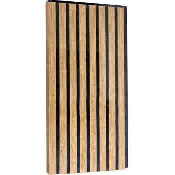 Preview: Lot de 4 panneaux muraux 60 x 30 cm aspect bois élégant – revêtement mural acoustique en MDF & PET – design durable certifié FSC pour un aménagement intérieur moderne