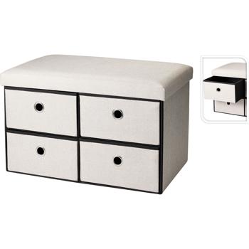 Preview: Banquette avec 4 tiroirs – boîte de rangement polyvalente à utiliser comme banc d’entrée, meuble à chaussures ou commode au design moderne – assise robuste avec beaucoup d’espace de rangement