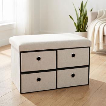 Banquette avec 4 tiroirs – boîte de rangement polyvalente à utiliser comme banc d’entrée, meuble à chaussures ou commode au design moderne – assise robuste avec beaucoup d’espace de rangement