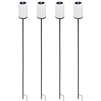 Preview: Set di 4 candele solari LED con picchetto e luce gialla tremolante – decorazione da giardino per esterno, illuminazione bella e d’atmosfera a energia solare