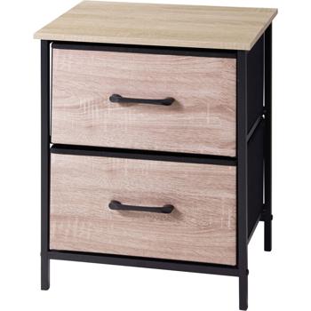 Preview: Stylish side cabinet with 2 drawers & metal frame: modern wood-effect bedside cabinet for bedroom & hallway, 45 x 30 x 54 cm