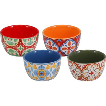 Preview: Set di ciotole in gres 4 pezzi 10 x 10 x 5,5 cm – Ciotole tapas colorate e ciotole dessert per salse, snack e stuzzichini in un design elegante