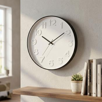 Grande horloge murale moderne 40 cm – Horloge analogique stylée avec chiffres 3D pour salon, cuisine et bureau – Horloge décorative design de haute qualité