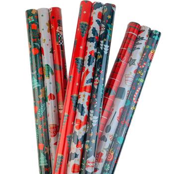 Schönes 3er-Set Verpackungspapier 70x150 cm für Weihnachten - Festliches Geschenkpapier für Geschenke, Mitbringsel & zum Basteln