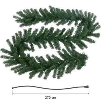 Preview: Guirlande de sapin artificielle LED 270 cm, 30 LED & minuterie – guirlande de Noël artificielle décorative pour l’extérieur & l’intérieur