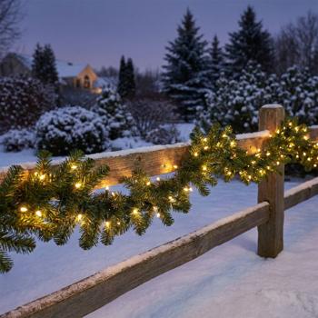Guirlande de sapin artificielle LED 270 cm, 30 LED & minuterie – guirlande de Noël artificielle décorative pour l’extérieur & l’intérieur