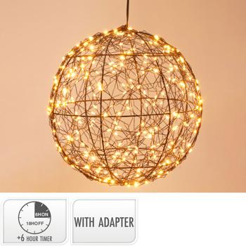 Preview: Superbe sphère lumineuse LED noire 25 cm : micro-LED blanc chaud pour balcon et salon – boule lumineuse avec timer & effet scintillant