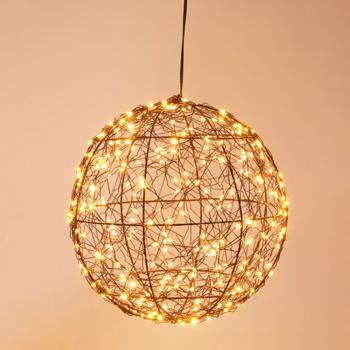 Preview: Superbe sphère lumineuse LED noire 25 cm : micro-LED blanc chaud pour balcon et salon – boule lumineuse avec timer & effet scintillant