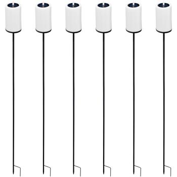 Preview: 6er-Set Solar LED Kerze mit Erdspiess gelb flackernd: Outdoor Garten-Deko, schöne Beleuchtung für draussen - stimmungsvolle Solarleuchte