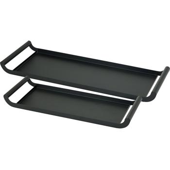 Preview: Elegant 2-piece decorative tray set, matt black metal: modern serving tray for candles, decoration & serving – 50 cm & 40 cm