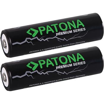 Set of 2 high-quality 18650 Li-ion batteries 3.7V with 3350 mAh capacity, Hightop button-top cells with low self-discharge for flashlights and electronics