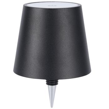 Preview: Set de 2 élégantes lampes pour bouteille à batterie, noires: dimmables – 3 couleurs de lumière: transforme les bouteilles en luminaires d’ambiance – lumière pour bouteille avec abat‑jour en métal