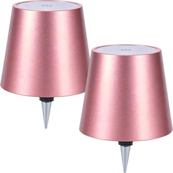 Preview: Set de 2 élégantes lampes-bouteilles rechargeables or rose: dimmables – 3 couleurs de lumière: transforment les bouteilles en luminaires d’ambiance – lumière pour bouteille avec abat-jour en métal