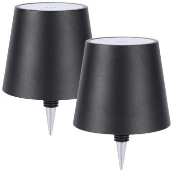 Preview: Set de 2 élégantes lampes pour bouteille à batterie, noires: dimmables – 3 couleurs de lumière: transforme les bouteilles en luminaires d’ambiance – lumière pour bouteille avec abat‑jour en métal