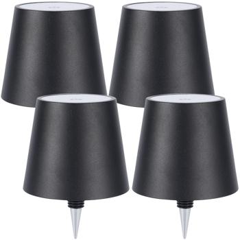 Preview: Lot de 4 élégantes lampes-bouteilles à batterie noires: dimmables – 3 couleurs de lumière: transforme les bouteilles en luminaires d’ambiance – lumière pour bouteille avec abat-jour en métal