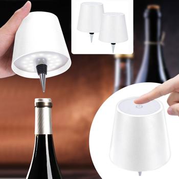 Set 2 eleganti lampade a bottiglia ricaricabili bianche: dimmerabili, 3 colori di luce – trasformano le bottiglie in luci d’atmosfera