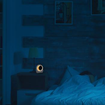 Preview: Modern digital light alarm clock with moon lamp, meteor simulation & 10 nature sounds – For gentle falling asleep, 2 alarms, 16x6.9x18.4 cm