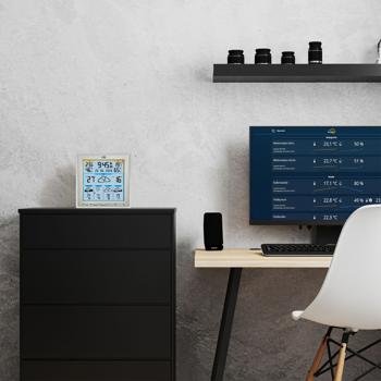 Preview: Profi WLAN Funk-Wetterstation mit Wetter.com Vorhersage & TFA.me, Warnfunktion, Uhrzeit & Datum - präzise Aussensensoren, digitales Thermo-Hygrometer