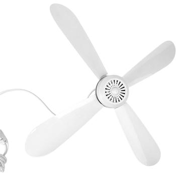 Preview: Portable ceiling fan 43 cm Ø, hanging fan with hook for camping, caravan, gazebo & home, 2 m power cable, switch, removable blades, white