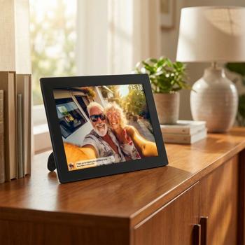 Smart 10.1“ Wi-Fi photo frame with Frameo app & IPS touchscreen, black – share videos & photos directly with your family, 16 GB storage