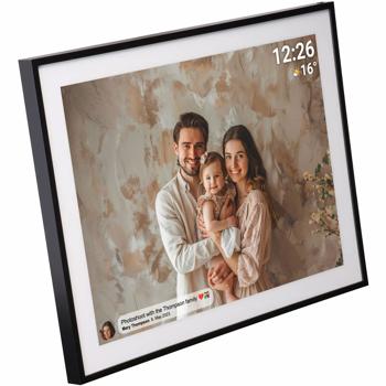 Preview: Cornice fotografica digitale 19“ HD IPS touchscreen: cornice Wi-Fi 32GB, app Frameo, funzione video - Idea regalo smart per foto, nera e moderna