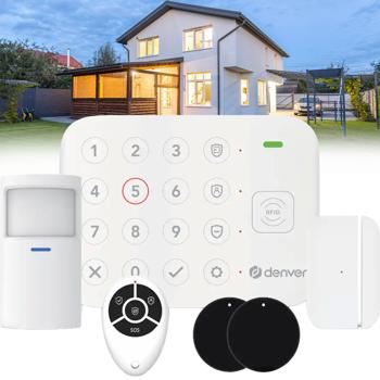 Système d’alarme Smart Home 4G : système d’alarme WLAN sans fil avec app, compatible Alexa & Google Assistant, incl. détecteur de mouvement & capteur de porte