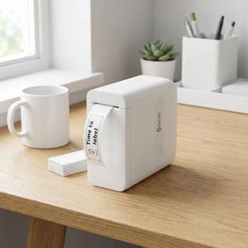 Mobiler Mini Bluetooth Thermodrucker Weiss: Etikettendrucker, kompakter Label Printer für CH12506 Etiketten 1,5 x 4,0 cm, AiYin-App - inkl. 4 Rollen 